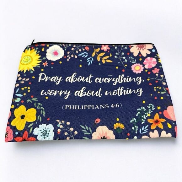 Floral Scripture Pouch – “Pray About Everything” Philippians 4:6 - Picture 1 of 15